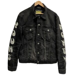 AMERICAN EAGLE X YOUNG MONEY Collab Faded Black Denim Jean Jacket Mens Size M